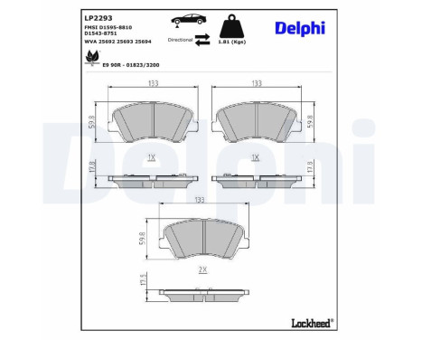 Brake Pad Set, disc brake LP2293 Delphi, Image 3