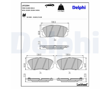 Brake Pad Set, disc brake LP2294 Delphi, Image 3
