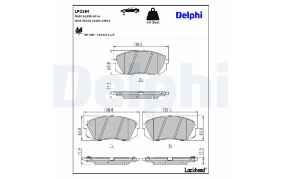 Brake Pad Set, disc brake LP2294 Delphi, Image 3