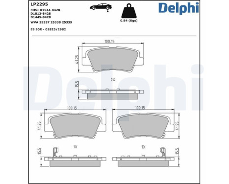 Brake Pad Set, disc brake LP2295 Delphi