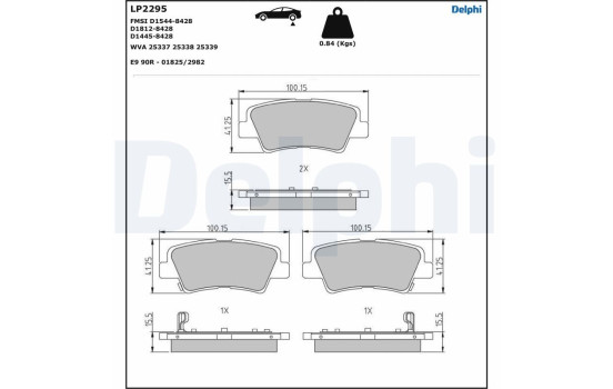 Brake Pad Set, disc brake LP2295 Delphi, Image 5