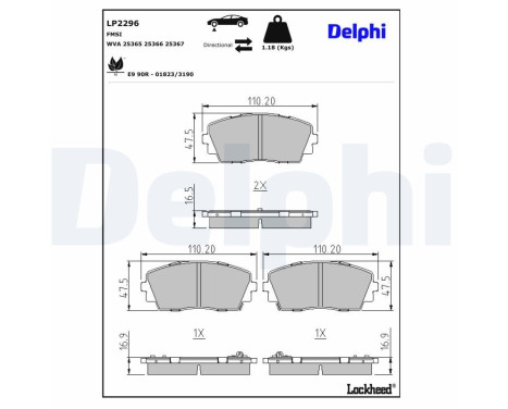 Brake Pad Set, disc brake LP2296 Delphi