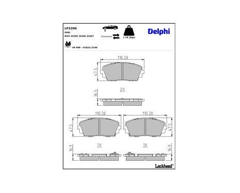 Brake Pad Set, disc brake LP2296 Delphi, Image 2