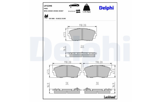 Brake Pad Set, disc brake LP2296 Delphi, Image 2