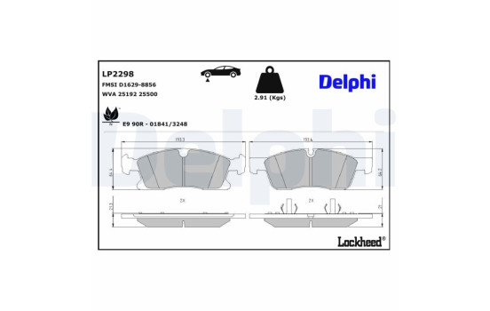 Brake Pad Set, disc brake LP2298 Delphi, Image 3