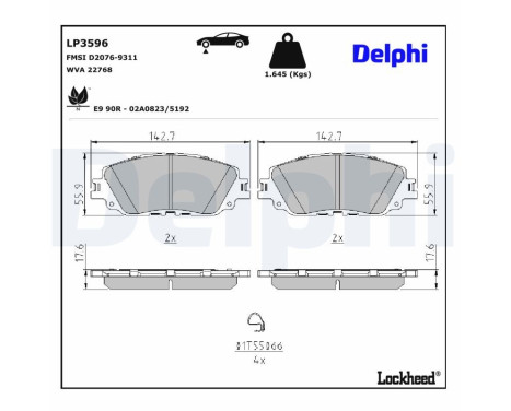 Brake Pad Set, disc brake LP2299 Delphi
