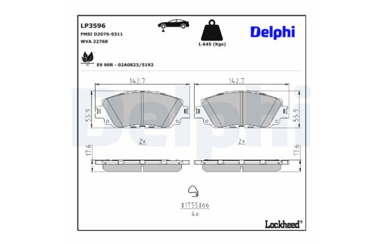 Brake Pad Set, disc brake LP2299 Delphi