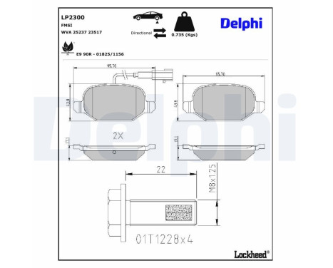 Brake Pad Set, disc brake LP2300 Delphi
