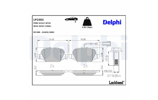 Brake pad set, disc brake LP2302 Delphi