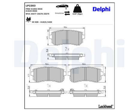 Brake Pad Set, disc brake LP2303 Delphi, Image 3