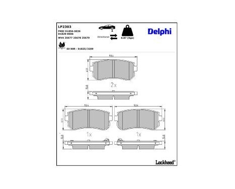Brake Pad Set, disc brake LP2303 Delphi, Image 3