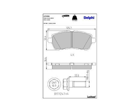 Brake Pad Set, disc brake LP2306 Delphi, Image 4