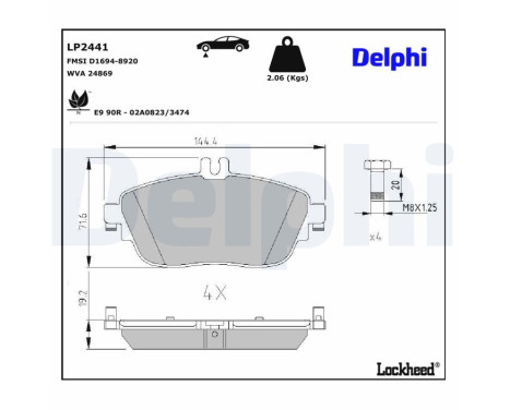 Brake Pad Set, disc brake LP2441 Delphi, Image 3