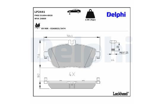 Brake Pad Set, disc brake LP2441 Delphi, Image 3