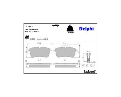 Brake Pad Set, disc brake LP2443 Delphi, Image 3