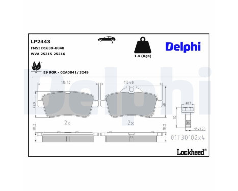Brake Pad Set, disc brake LP2443 Delphi, Image 3