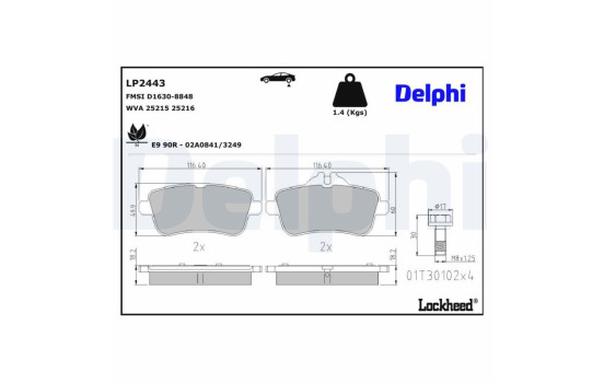 Brake Pad Set, disc brake LP2443 Delphi, Image 3
