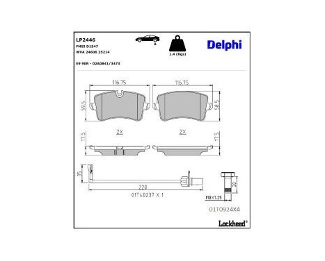 Brake Pad Set, disc brake LP2446 Delphi