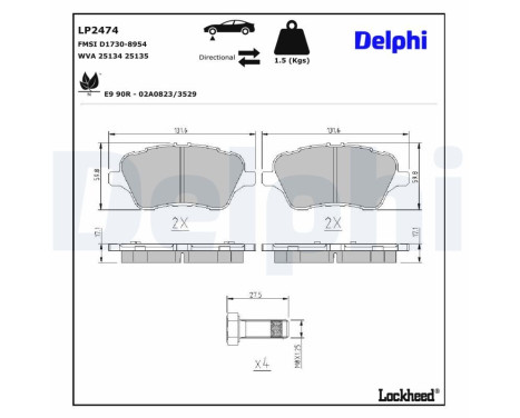 Brake Pad Set, disc brake LP2474 Delphi, Image 3