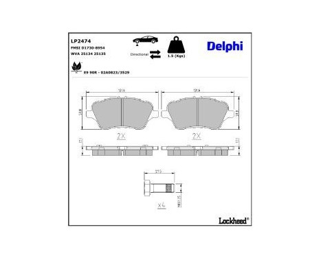 Brake Pad Set, disc brake LP2474 Delphi, Image 3