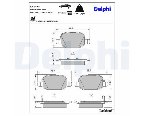 Brake Pad Set, disc brake LP2475 Delphi