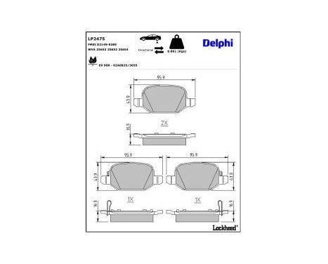 Brake Pad Set, disc brake LP2475 Delphi