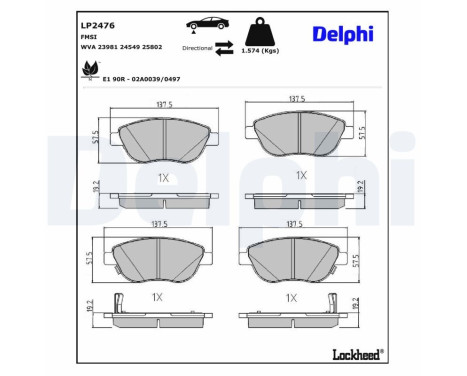 Brake Pad Set, disc brake LP2476 Delphi