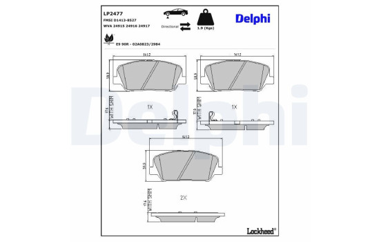 Brake Pad Set, disc brake LP2477 Delphi, Image 3