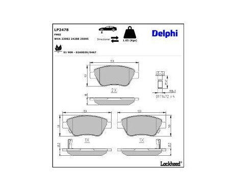 Brake Pad Set, disc brake LP2478 Delphi