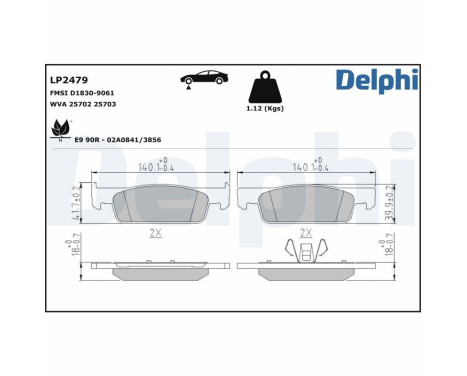 Brake Pad Set, disc brake LP2479 Delphi