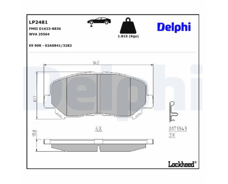 Brake Pad Set, disc brake LP2481 Delphi