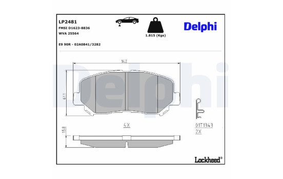 Brake Pad Set, disc brake LP2481 Delphi, Image 3