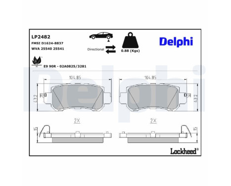 Brake Pad Set, disc brake LP2482 Delphi Brake Pad Set, disc brake LP2482 Delphi