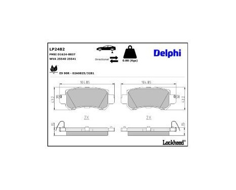 Brake Pad Set, disc brake LP2482 Delphi, Image 3