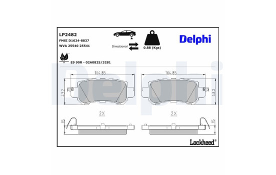Brake Pad Set, disc brake LP2482 Delphi, Image 3