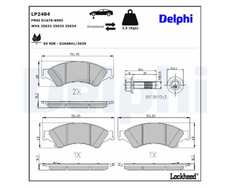 Brake Pad Set, disc brake LP2484 Delphi, Image 3
