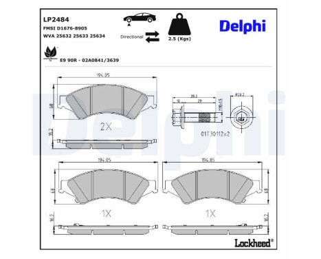 Brake Pad Set, disc brake LP2484 Delphi, Image 3