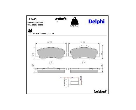 Brake Pad Set, disc brake LP2485 Delphi, Image 3