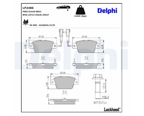 Brake Pad Set, disc brake LP2486 Delphi