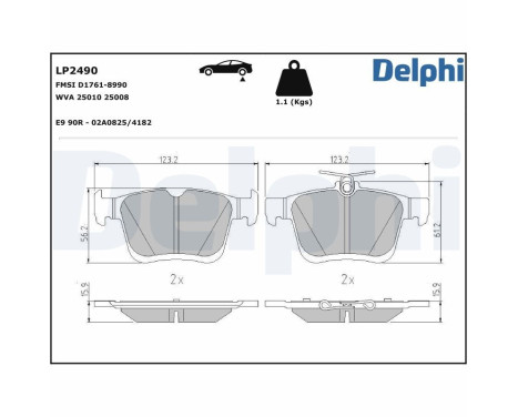 Brake Pad Set, disc brake LP2490 Delphi