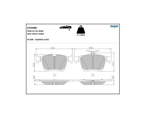 Brake Pad Set, disc brake LP2490 Delphi, Image 5