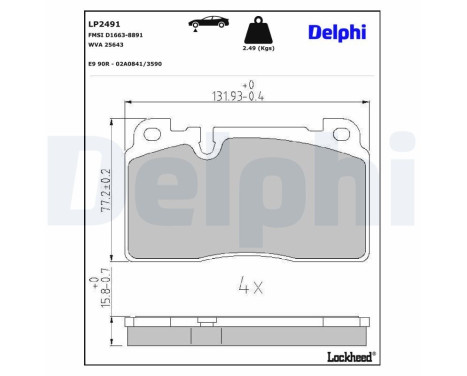 Brake Pad Set, disc brake LP2491 Delphi