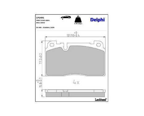 Brake Pad Set, disc brake LP2491 Delphi, Image 3