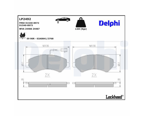 Brake Pad Set, disc brake LP2492 Delphi, Image 4