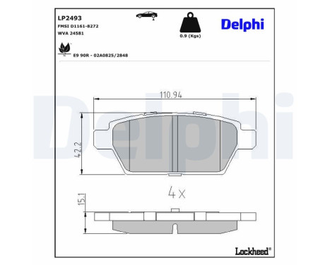 Brake Pad Set, disc brake LP2493 Delphi