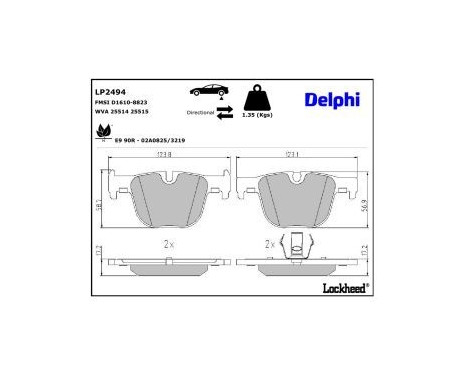 Brake Pad Set, disc brake LP2494 Delphi