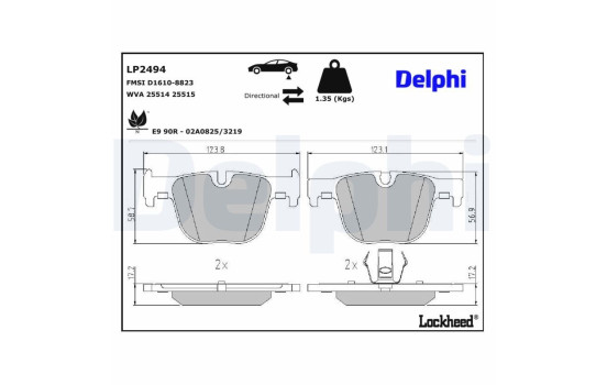 Brake Pad Set, disc brake LP2494 Delphi, Image 3