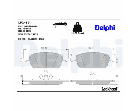 Brake Pad Set, disc brake LP2495 Delphi, Image 3