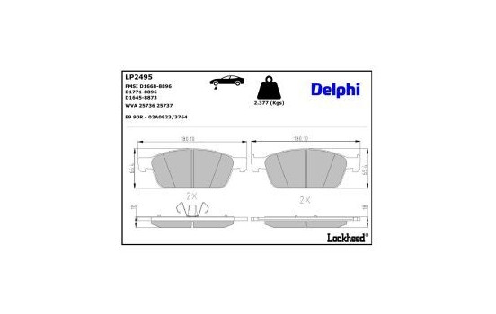 Brake Pad Set, disc brake LP2495 Delphi, Image 3