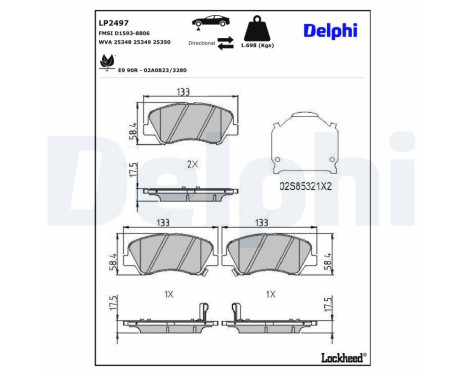 Brake Pad Set, disc brake LP2497 Delphi, Image 3